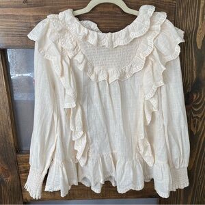 Elegant Cream Ruffle Blouse